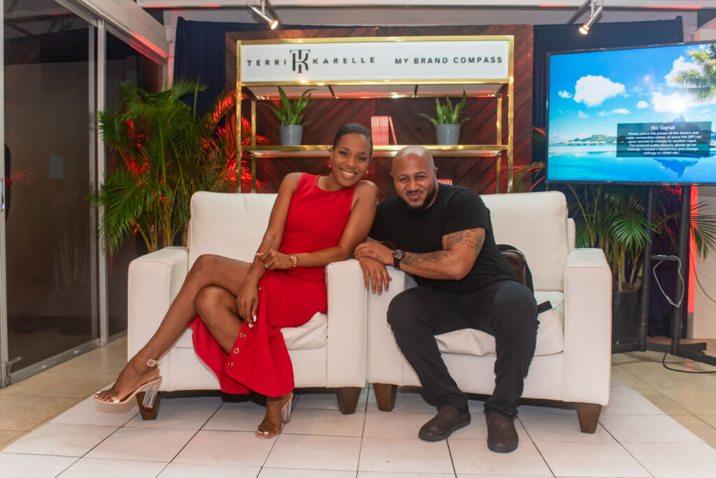 Digital Strategist Keron Rose (left) joined the host of specially invited guests at the launch event. Here, he is pictured with Dr.Terri-Karelle Reid at the Trinidad and Tobago launch of her recently published book, ‘My Brand Compass.’
